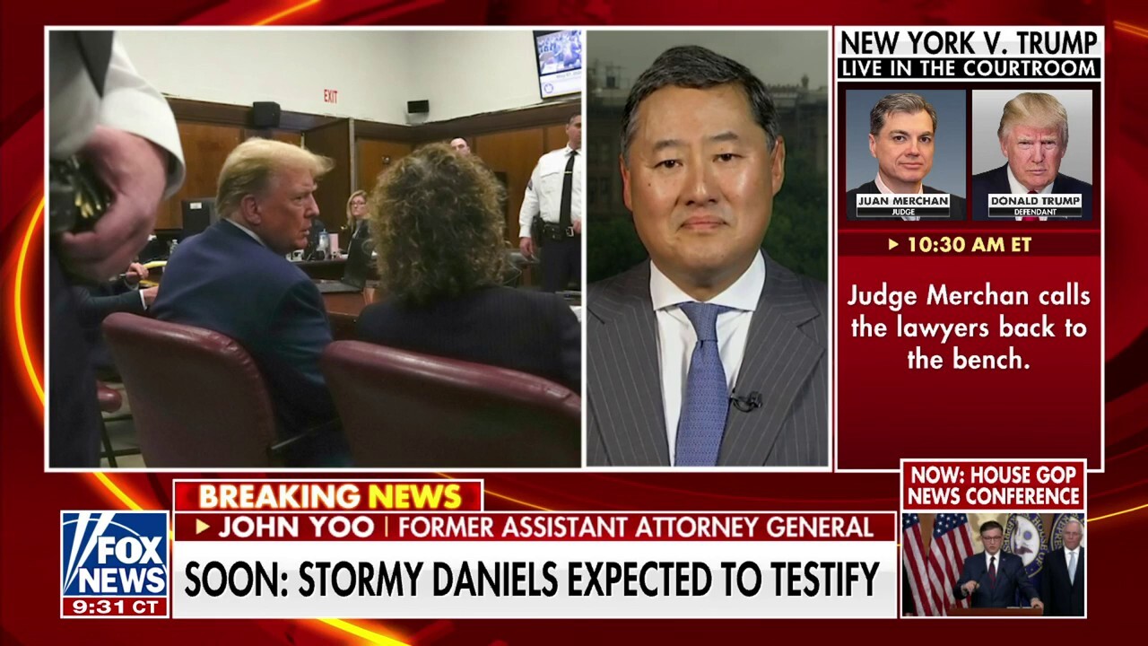 Former Assistant Attorney General John Yoo weighs in on the 'weakest case' against former President Trump as Stormy Daniels takes the stand in New York.