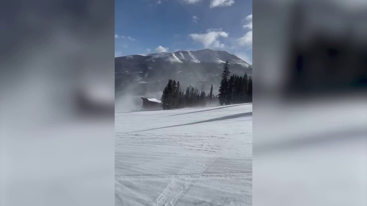 High winds push snow up mountain in Breckenridge, Colorado