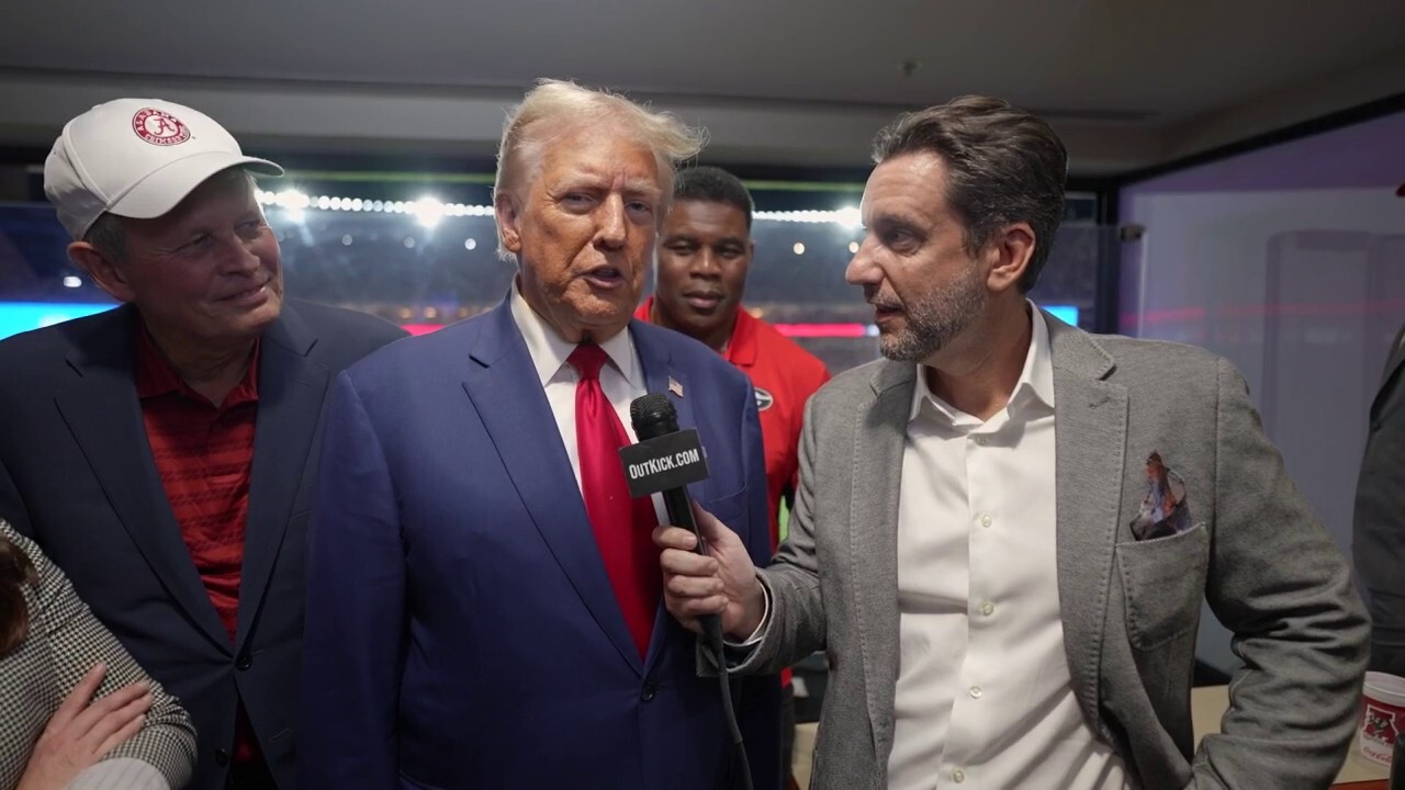 Outkick's Clay Travis interviews former President Trump at the Georgia-Alabama SEC clash