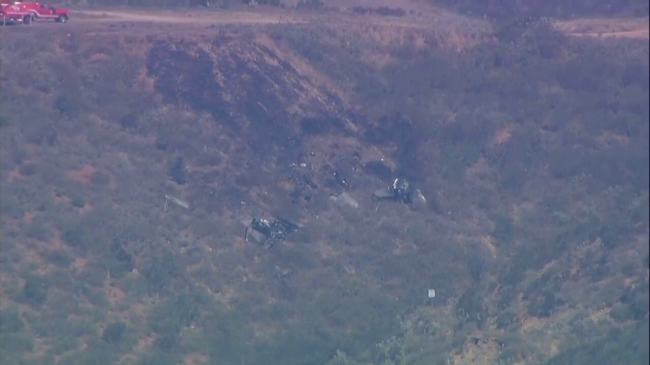 F/A-18 Hornet crash scene near San Diego seen in aerial footage