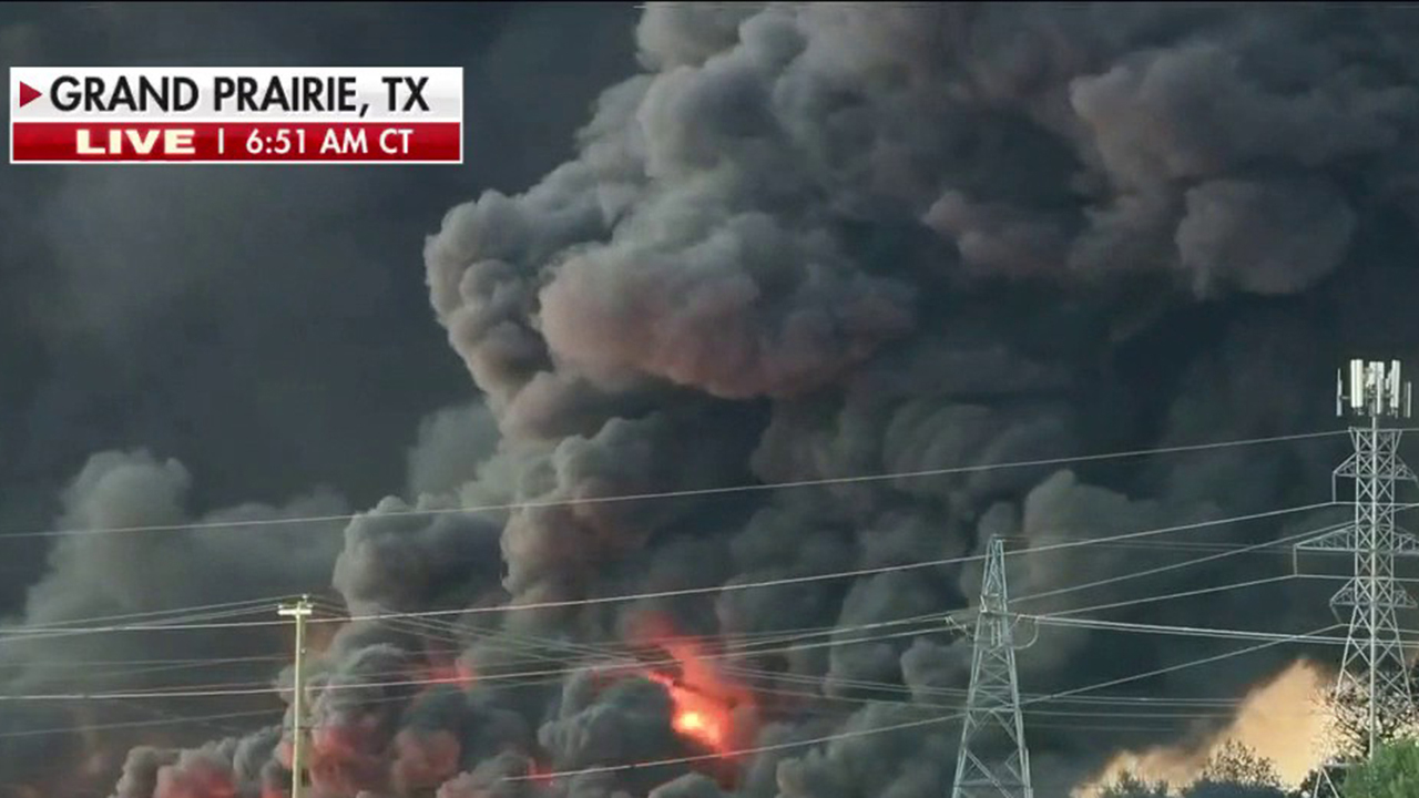 Massive fire burning at Texas plastics plant
