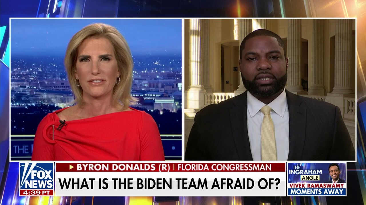 Rep. Byron Donalds, R-Fla., discusses how the Biden admin is refusing to release the audio tapes of the president’s interview with special counsel Robert Hur on ‘The Ingraham Angle.’