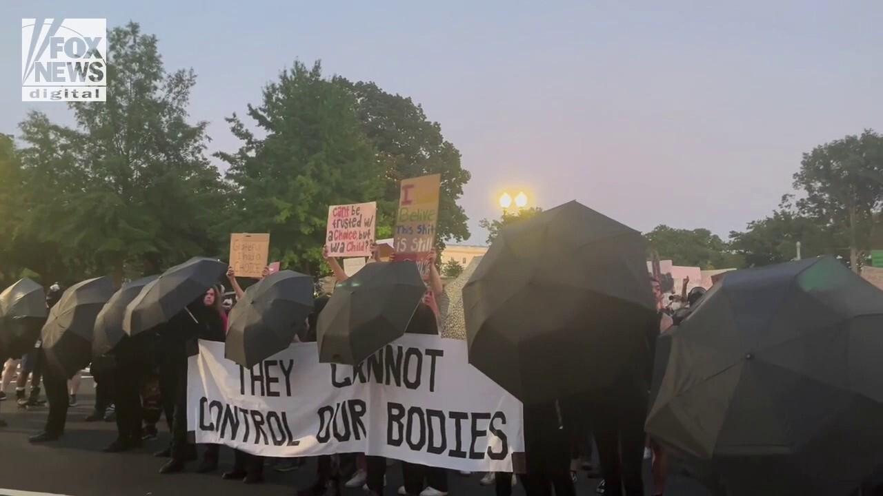 ANTIFA protestors march following SCOTUS decision overturning Roe v. Wade