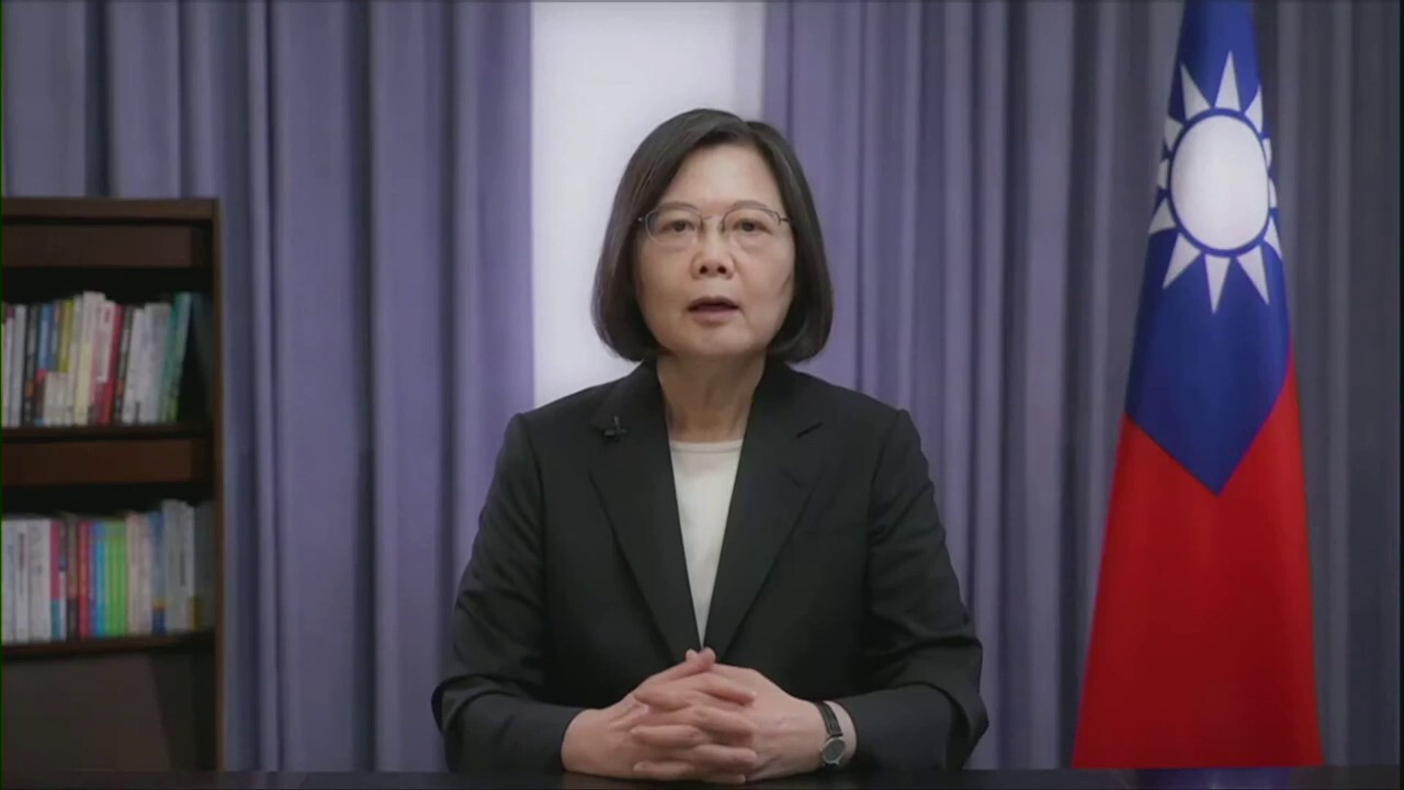 Taiwanese President Tsai Ing-wen speaks on worldwide threats to democracy