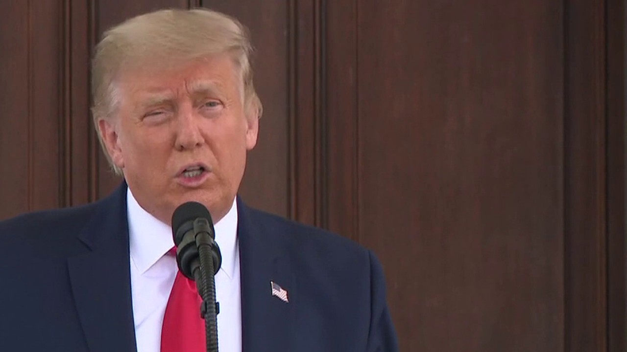 President Trump delivers remarks on U.S. economy during Labor Day news conference.