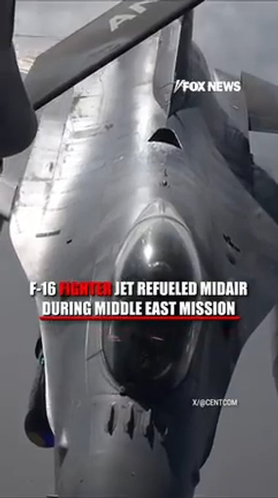 F-16 fighter jet refueled midair during Middle East mission