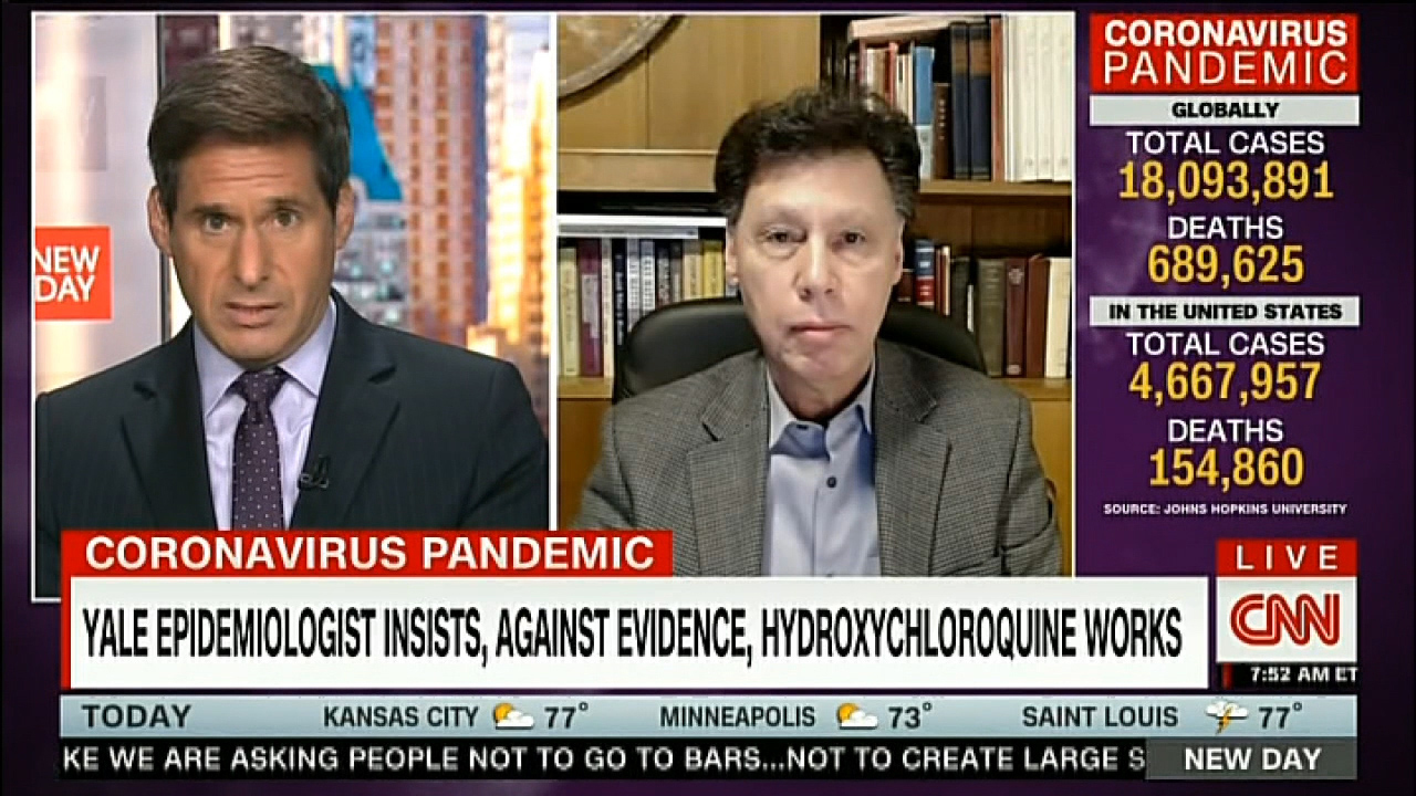 CNN anchor, Yale professor spar over hydroxychloroquine