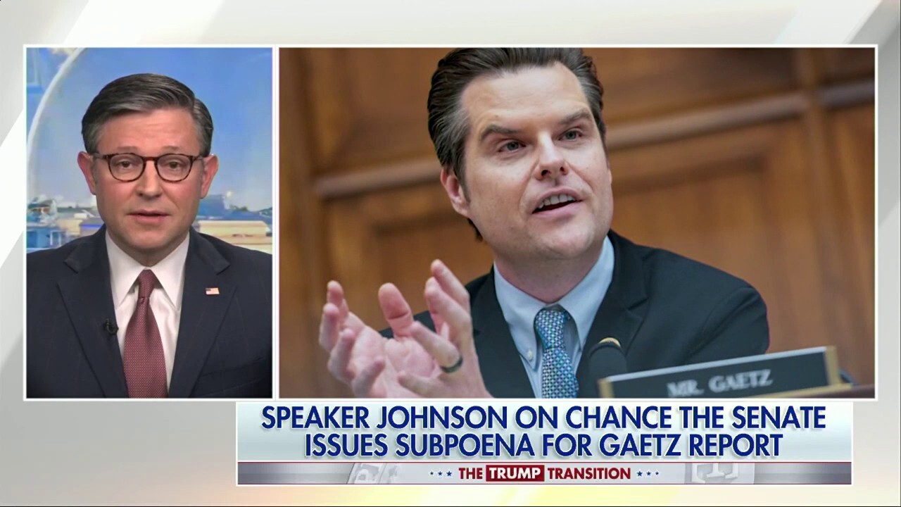 House Speaker Mike Johnson, R-La., discusses President-elect Trump's decision to nominate Rep. Matt Gaetz as attorney general, ending the House investigation into Gaetz and the possibility of a government shutdown.