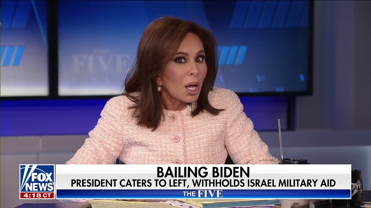 ‘The Five’ co-hosts discuss how Democrats and the GOP are slamming President Biden’s choice to withhold military aid to Israel.
