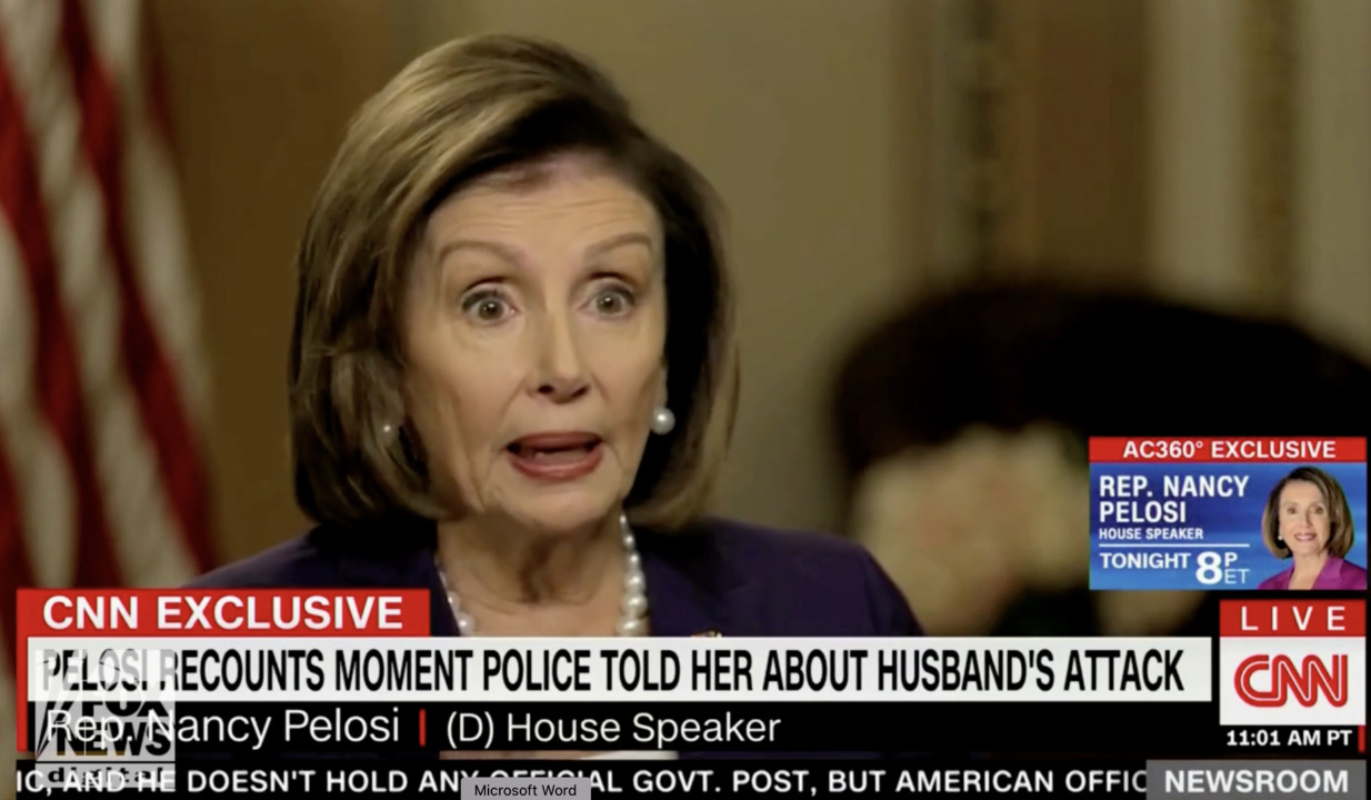 Nancy Pelosi grows briefly emotional as she discusses when she learned of the attack on her husband