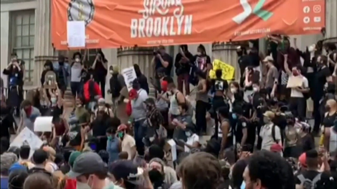 Protesters chant 'no justice, no peace' on steps of Brooklyn Borough Hall