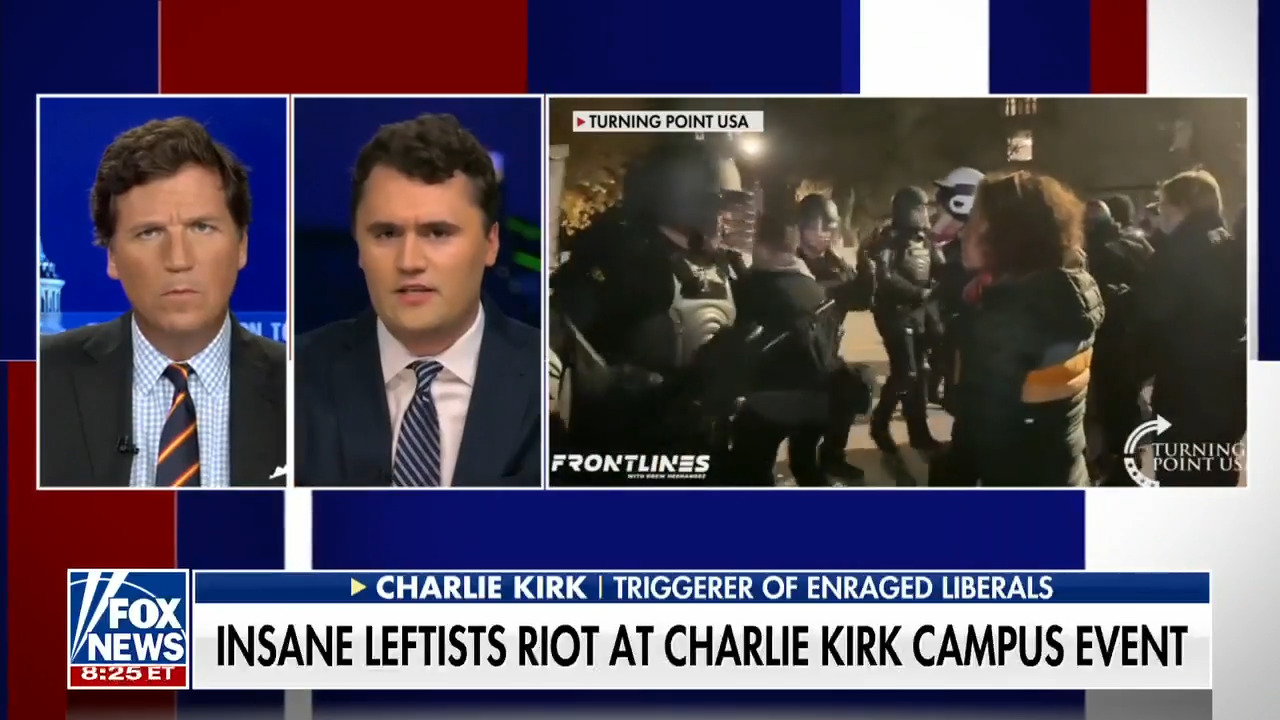 Leftist mob riots after Charlie Kirk shows up at campus, tries to shut down free speech event