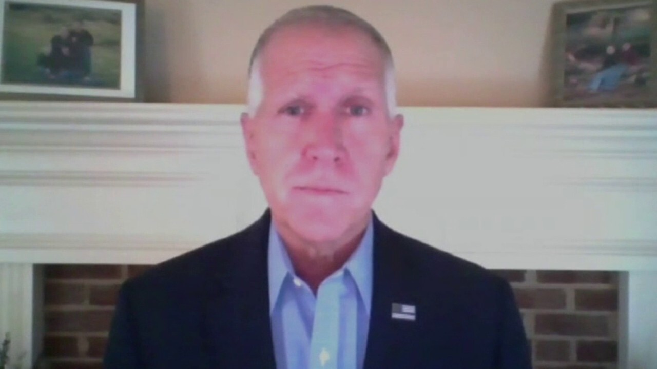 Sen. Thom Tillis reacts after being diagnosed with COVID-19