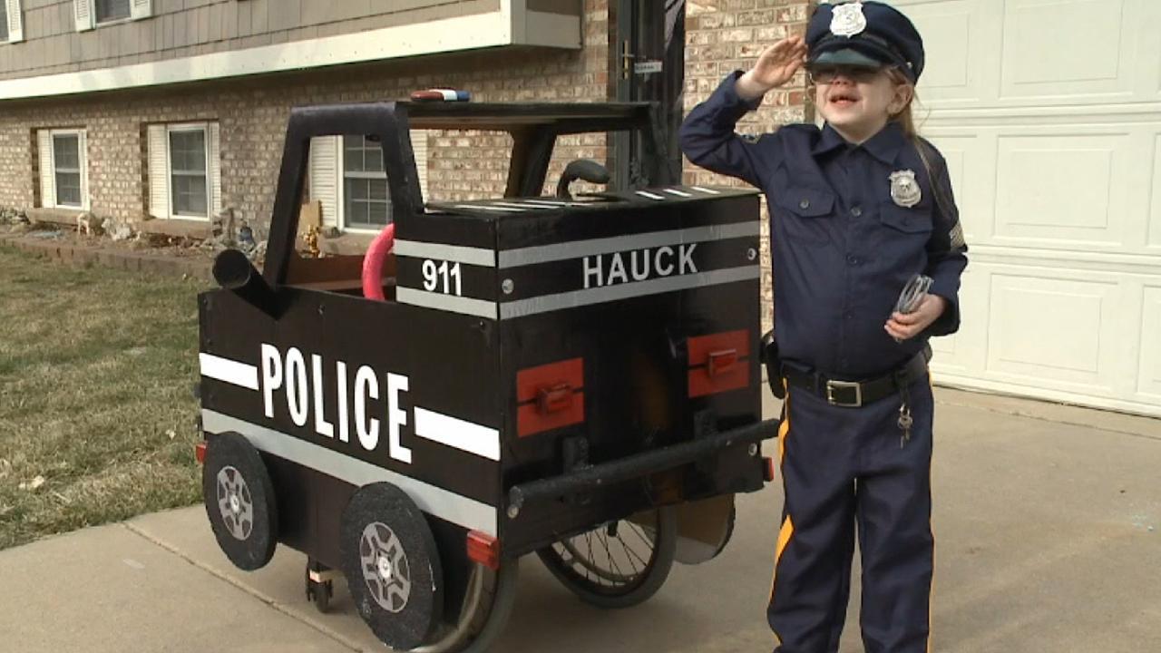 Dad converts wheelchair into police cruiser for daughter with an epileptic condition