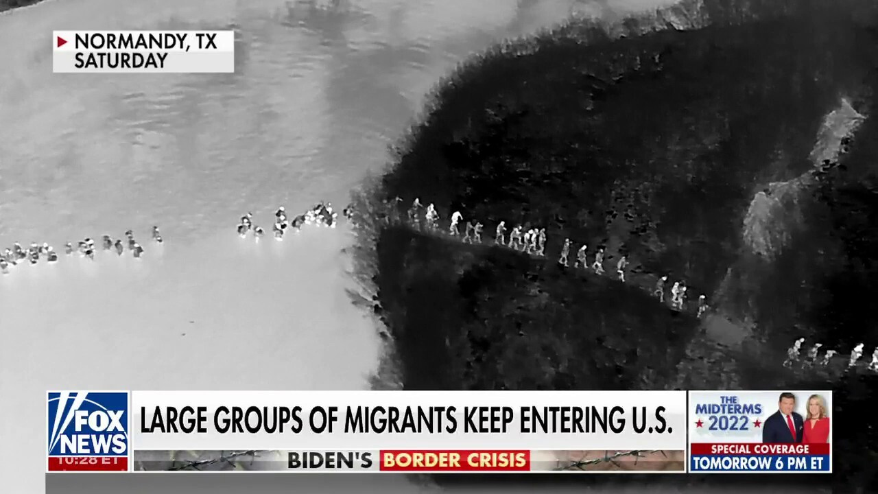 Drone footage shows migrants streaming across Southern Border at Eagle Pass