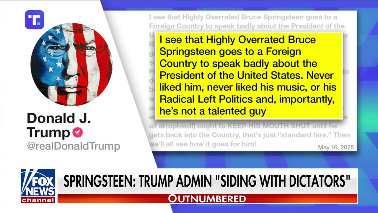 'Outnumbered' panelists discuss singer-songwriter Bruce Springsteen's criticism of the trump administration during a concert Wednesday and the response from President Donald Trump.