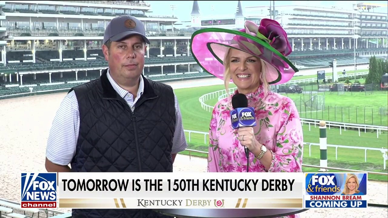 Fox News senior meteorologist Janice Dean speaks with horse trainer Phil D’Amato ahead of the 150th Kentucky Derby