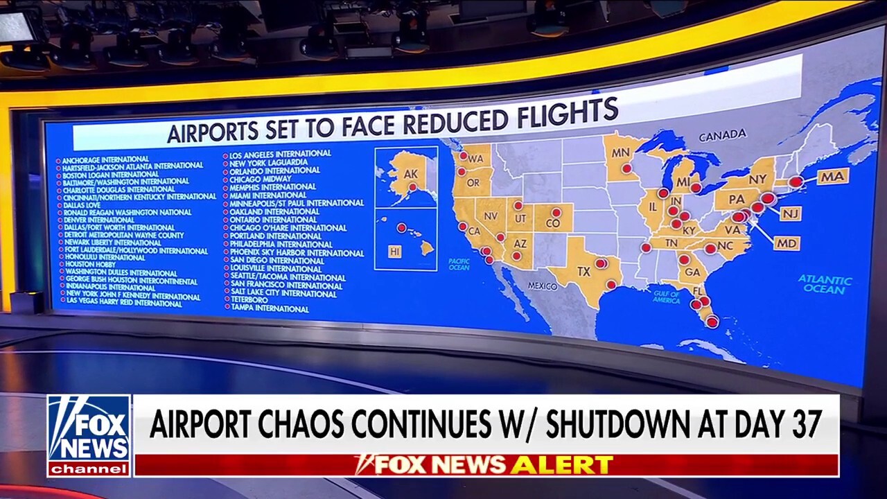 'Outnumbered' details the expected cuts to air travel as the Trump administration aims to ease pressure on air traffic controllers as the government shutdown continues.
