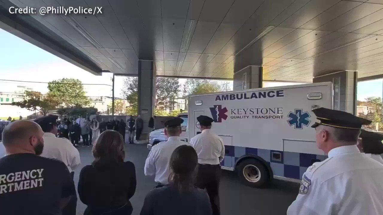 Ambulance carrying Philadelphia officer shot 12 times in ambush leaves hospital