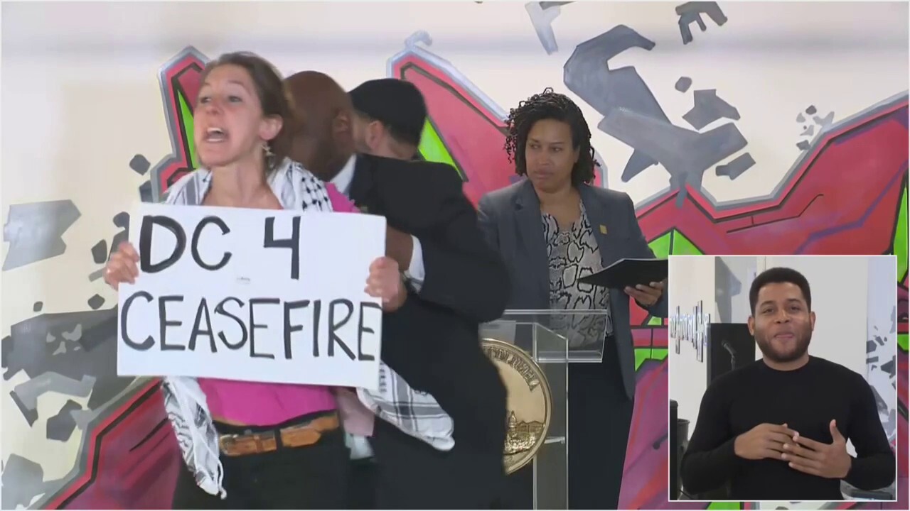 Pro-Palestinian protester charges at DC Mayor Muriel Bowser