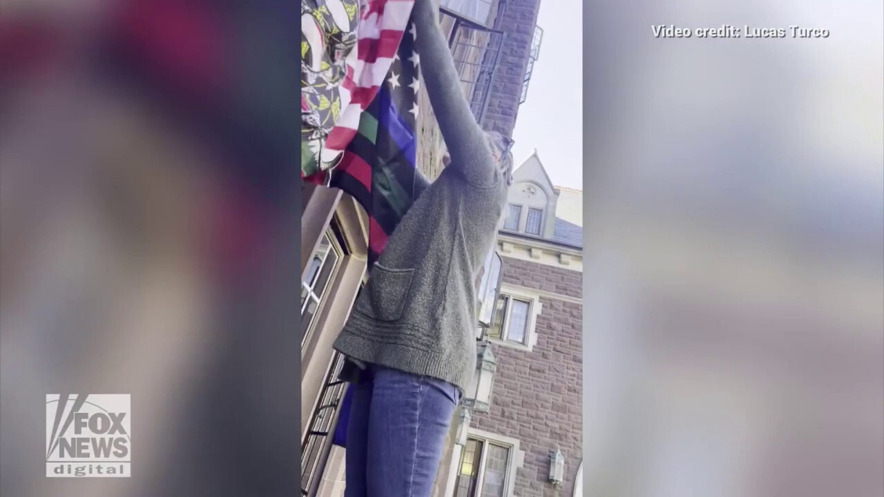 Trinity College official takes down students' American flags