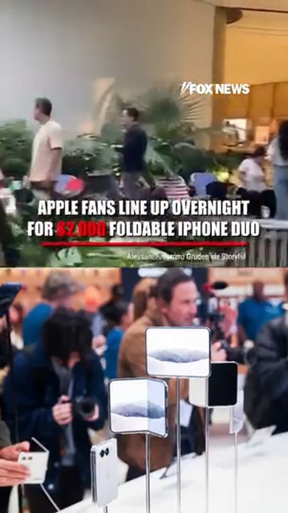 Customers wait in overnight lines for Apple's iPhone Duo