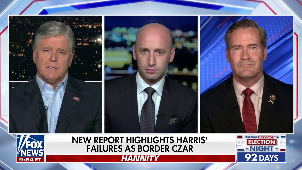  Panelists Rep. Michael Waltz, R-Fla., and Stephen Miller argue the border crisis under the Biden-Harris administration has created a national security threat on ‘Hannity.’