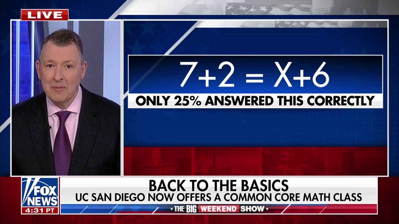 ‘The Big Weekend Show’ hosts Johnny Jones and Tomi Lahren comment on UC San Diego’s report on rising numbers of college freshmen being unable to solve elementary and middle school math equations.