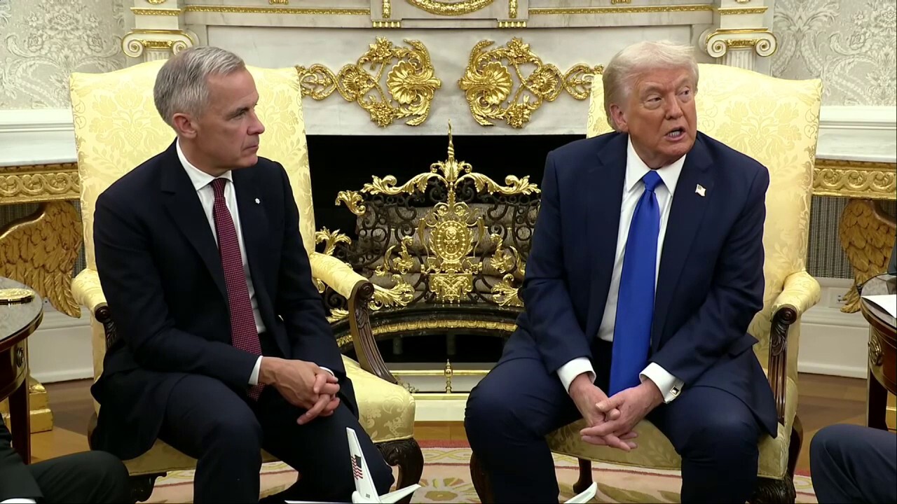 President Donald Trump praised Canada’s prime minister as a "strong, world-class leader" before closing the exchange with a quip about wanting to "be a great man too."