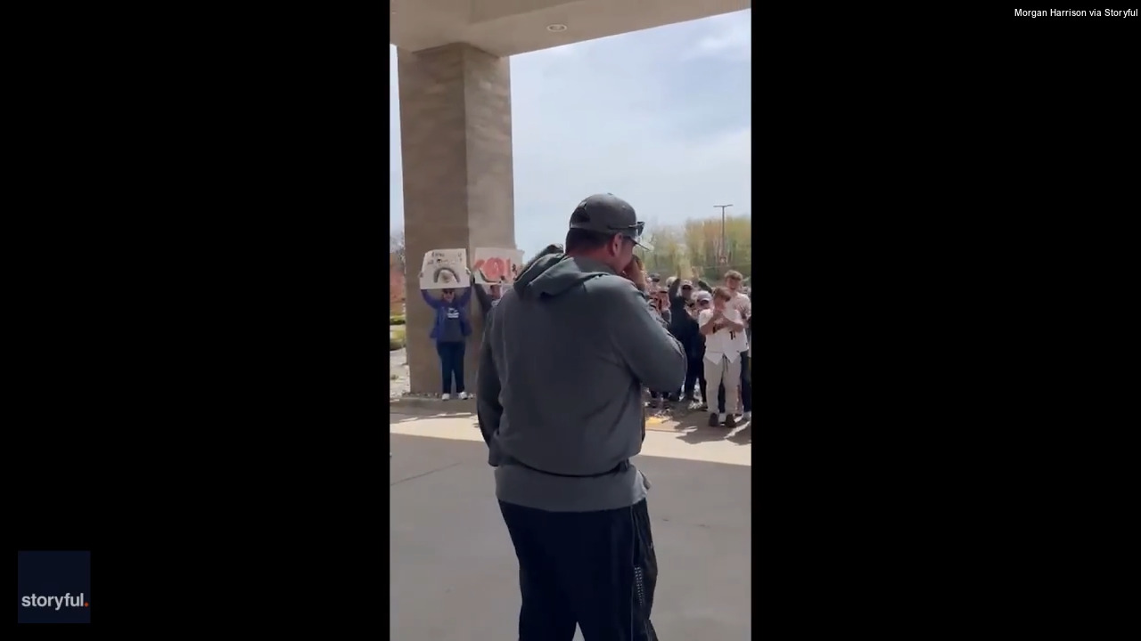 Teacher surprised by students and loved ones as he leaves final chemo treatment