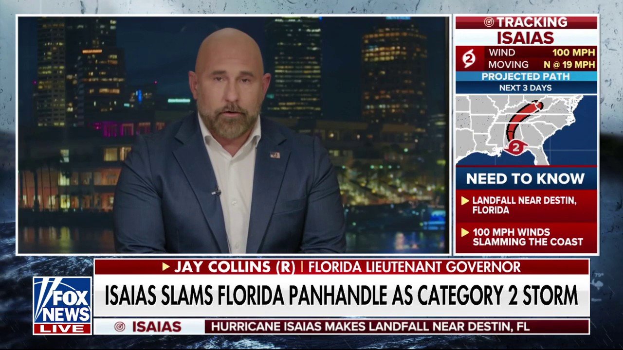 Florida Lt Gov Jay Collins says early signs aren’t dire from Hurricane Isaias’ landfall