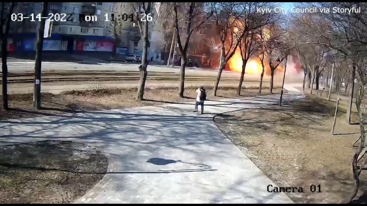 Ukraine surveillance video shows deadly missile striking Kyiv bus