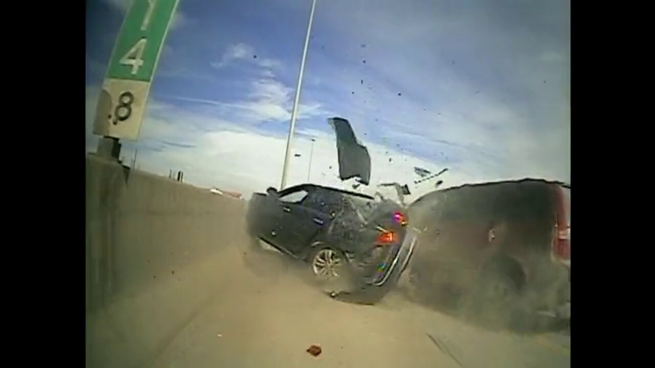 Colorado driver smashes into car, nearly hits trooper during traffic stop: Dashcam video