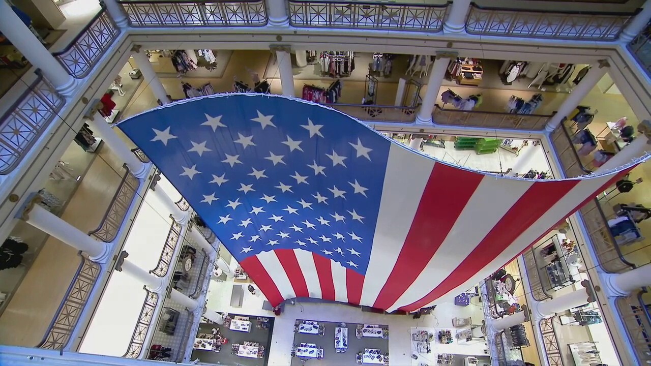 Chicago Macy's hangs world's largest American flag in department store