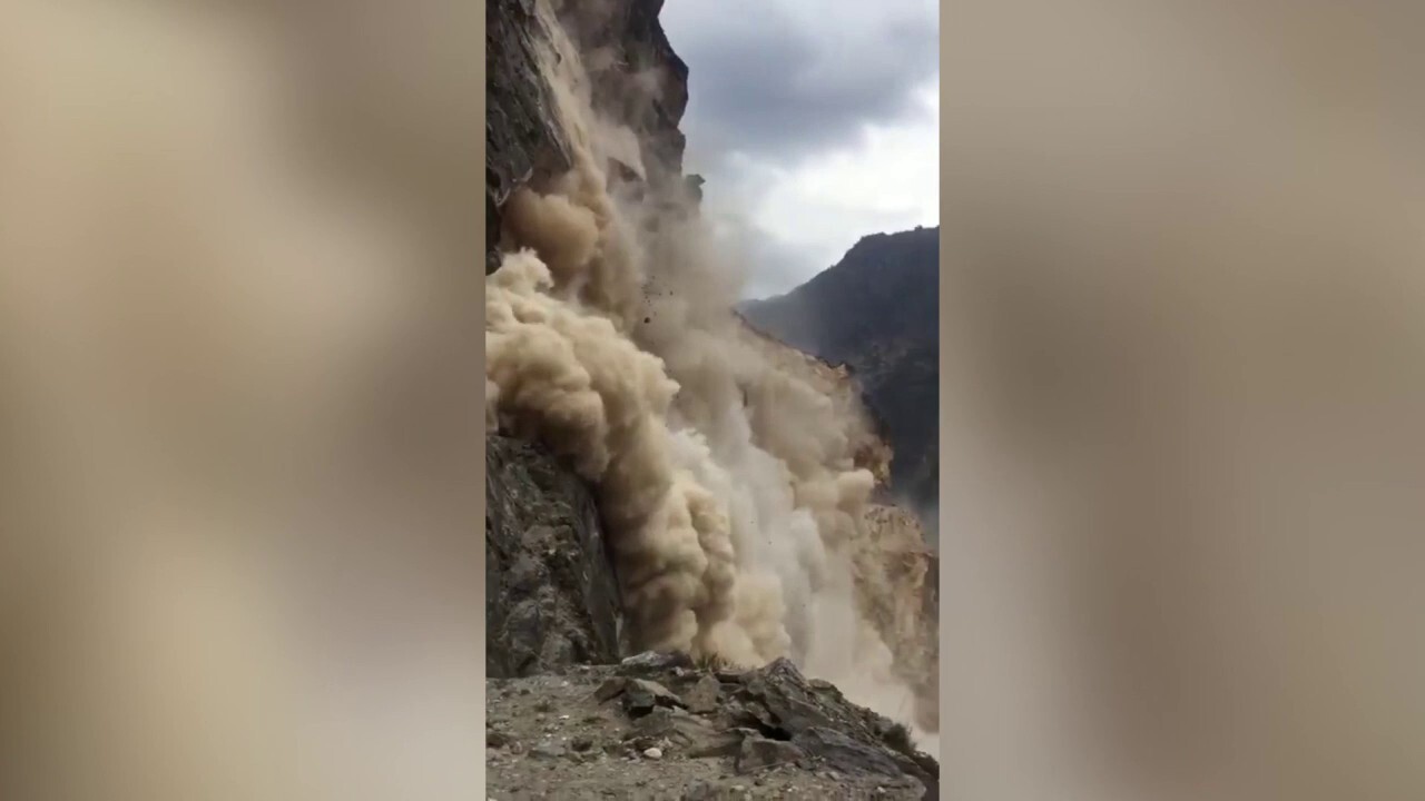 Landslide sends mountain crumbling onto highway