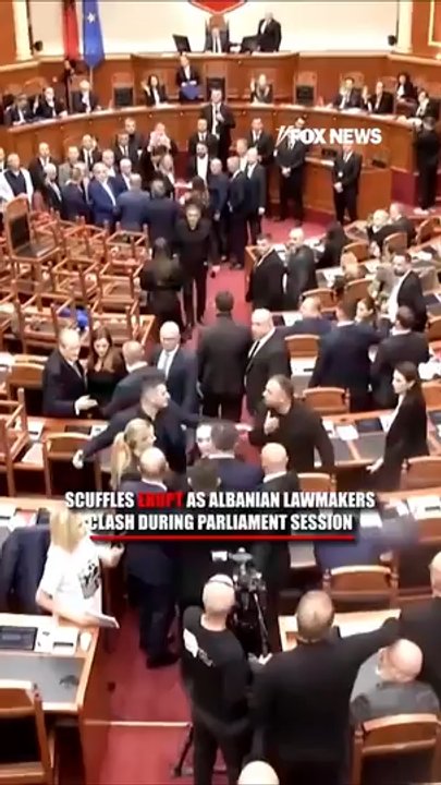WATCH: Scuffles ERUPT as Albanian lawmakers clash during parliament session