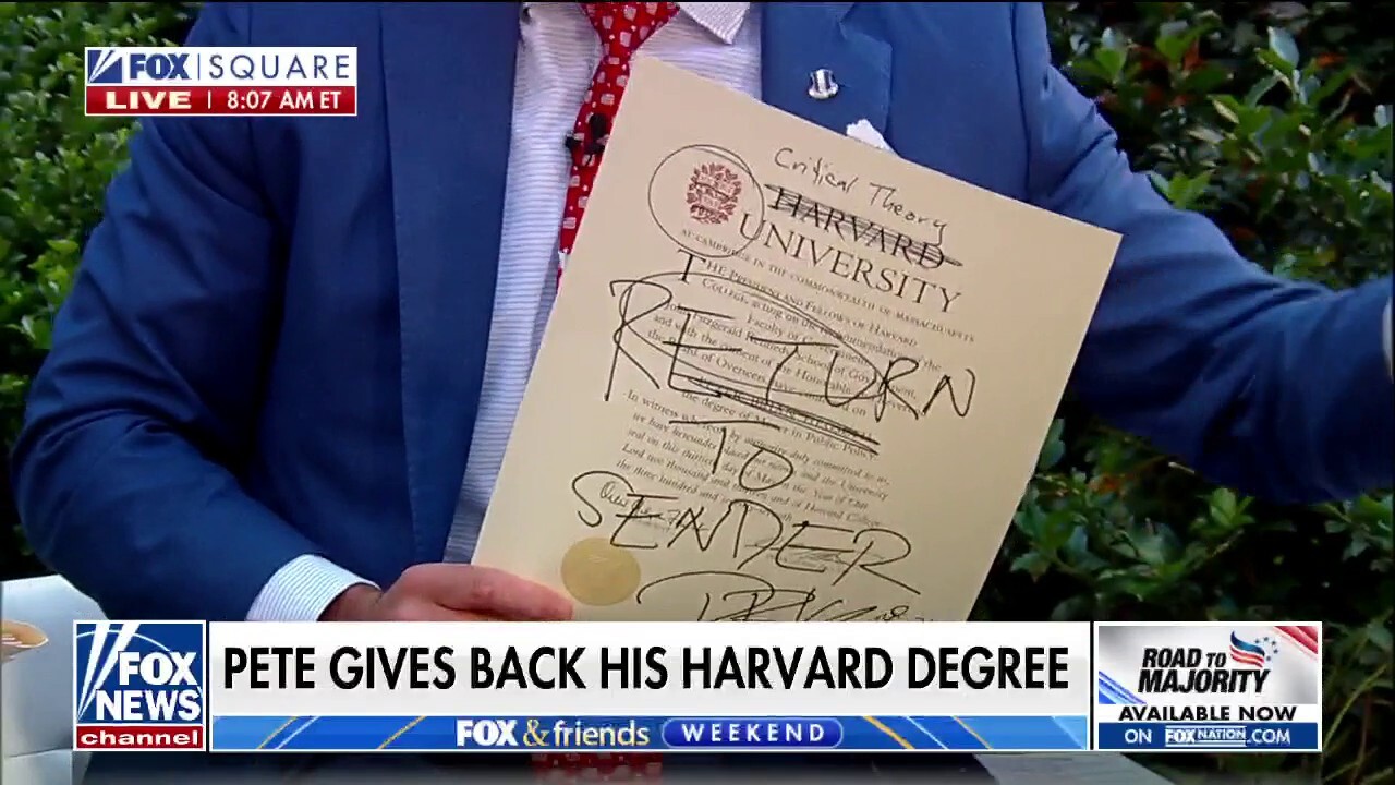 Pete Hegseth vows to send back Harvard University degree, writes 'return to sender' on diploma