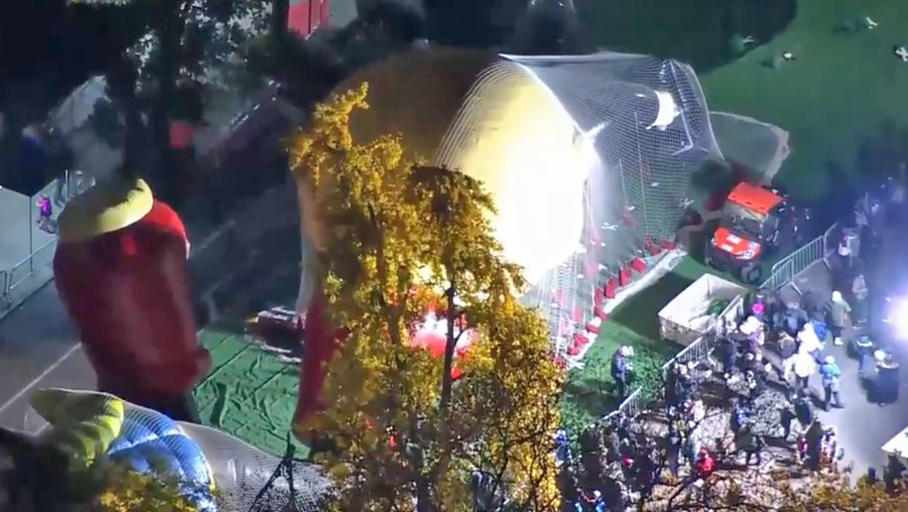 The Macy's Thanksgiving Day Parade balloons are being inflated in Manhattan 