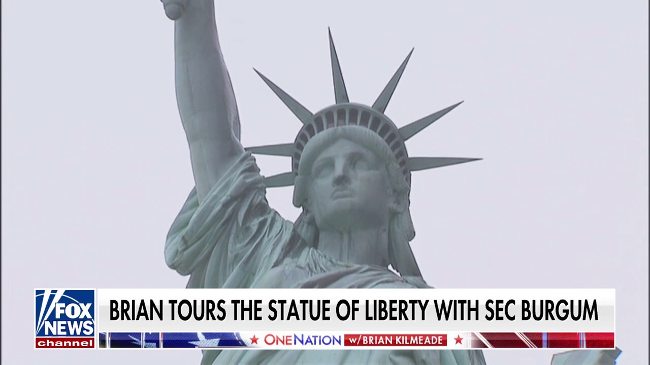 Secretary of the Interior Doug Burgum gives Brian Kilmeade a lesson in America's history with a tour of the Statue of Liberty on 'One Nation.'