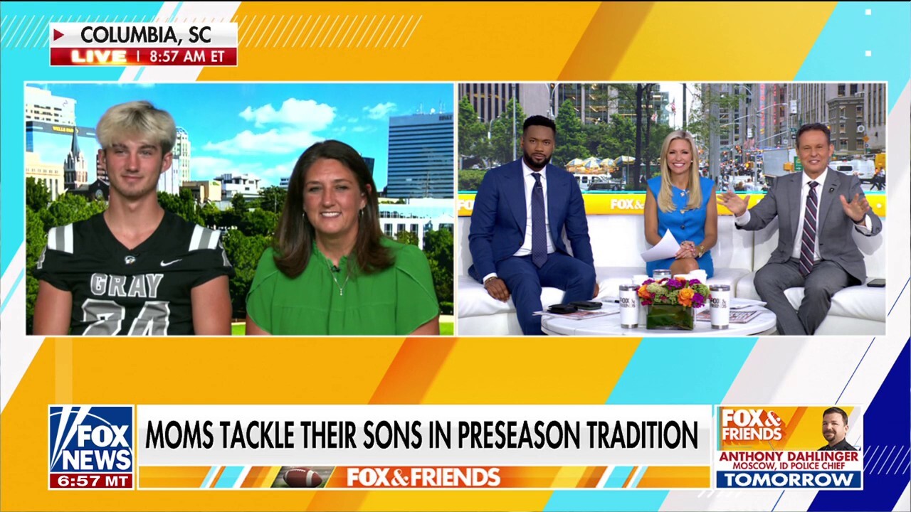 Moms go viral for tackling their football player sons