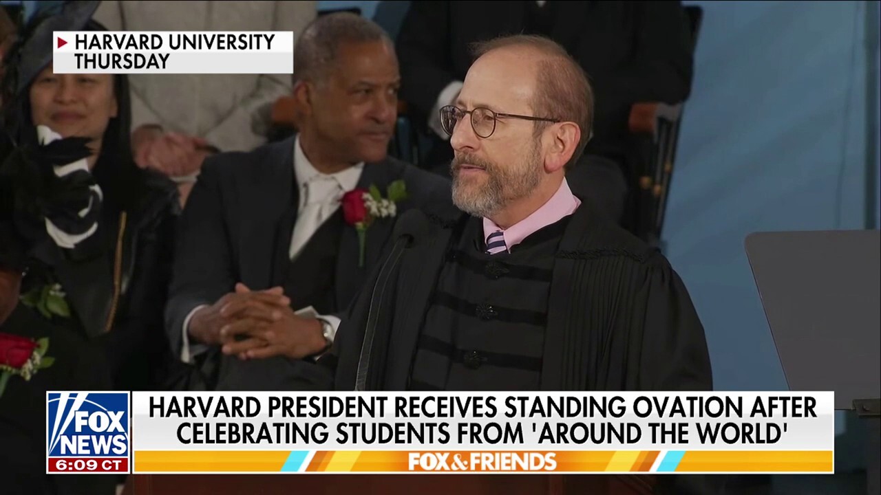 Harvard president takes shot at Trump in commencement speech