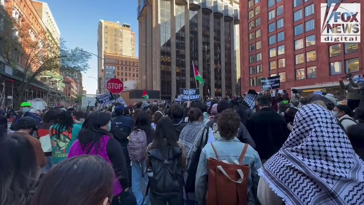 NYU protesters chant "From the river to the sea," anti-police phrases