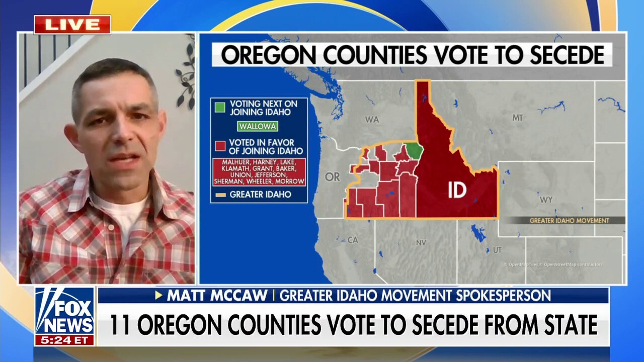 The counties voted to secede from Oregon and join Idaho over high taxes and soft-on-crime policies.