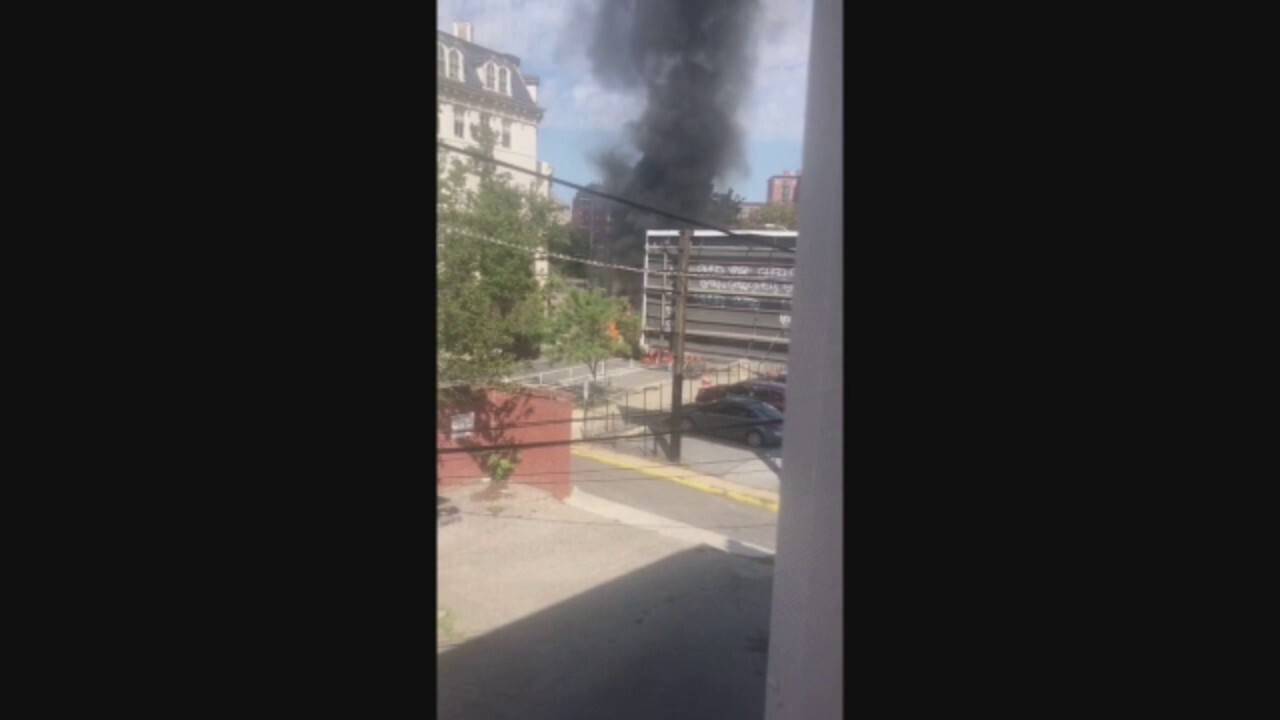 Garbage truck in Baltimore catches fire