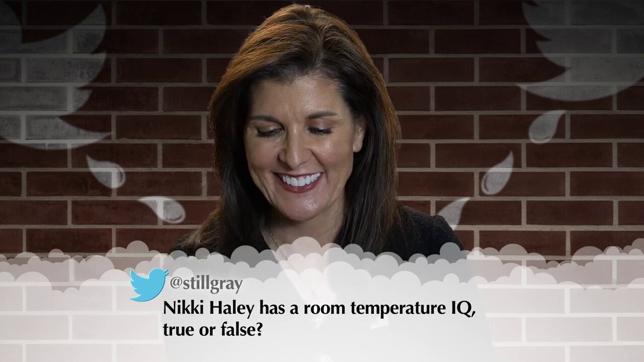 Former United Nations Ambassador Nikki Haley responds to her haters while reading aloud 'mean tweets' about herself
