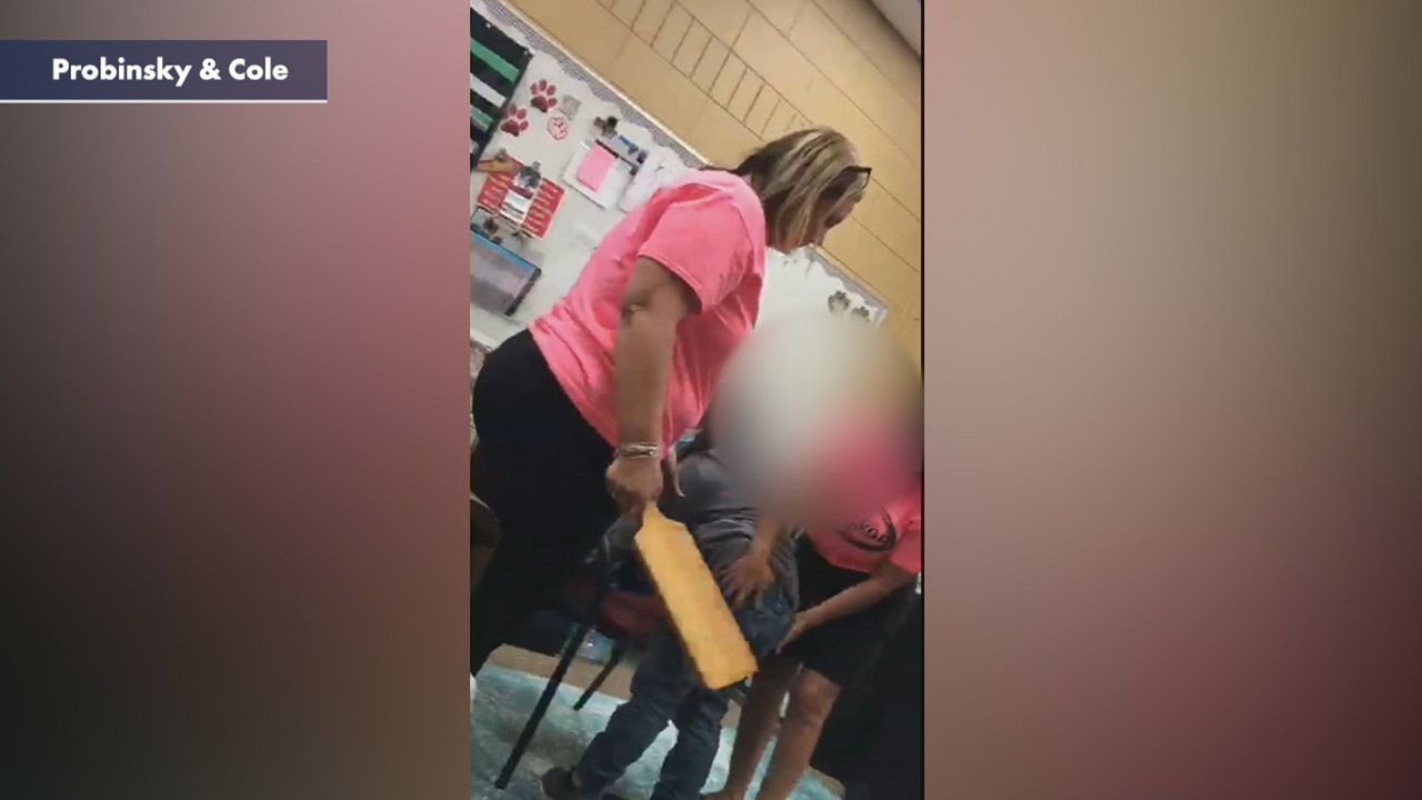 Warning graphic: Florida elementary school principal caught on video spanking student with a paddle