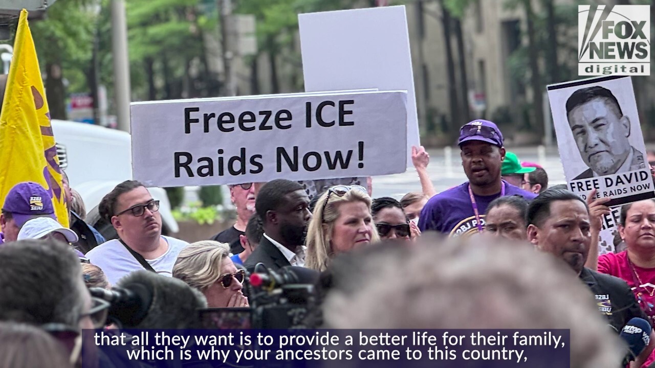 Hundreds mass outside DOJ headquarters in DC to protest ICE raids in California and beyond 