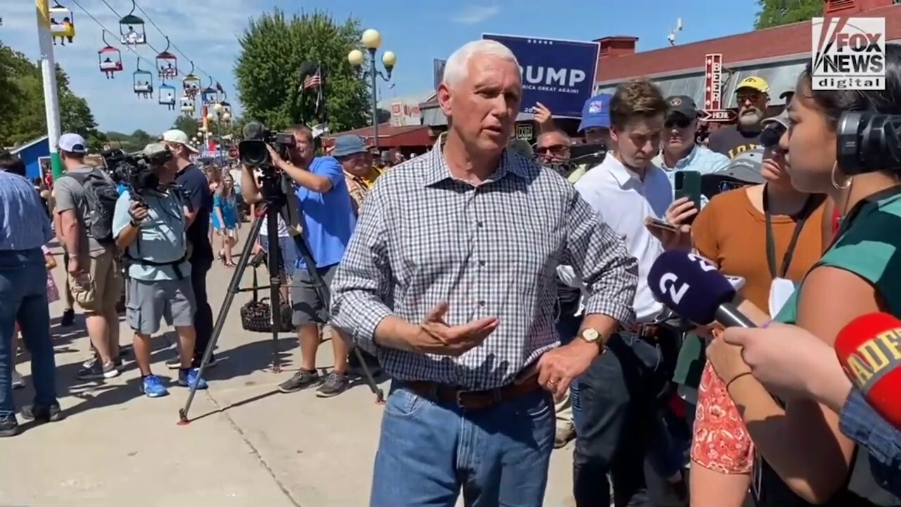 Former VP Mike Pence speaks to reporters about abortion at Iowa State Fair
