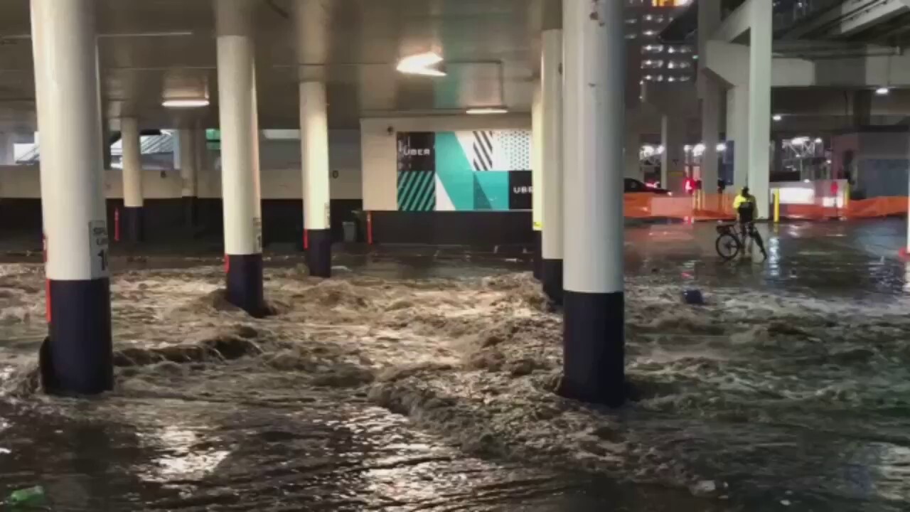 Las Vegas Strip parking garage flooded after severe thunderstorm
