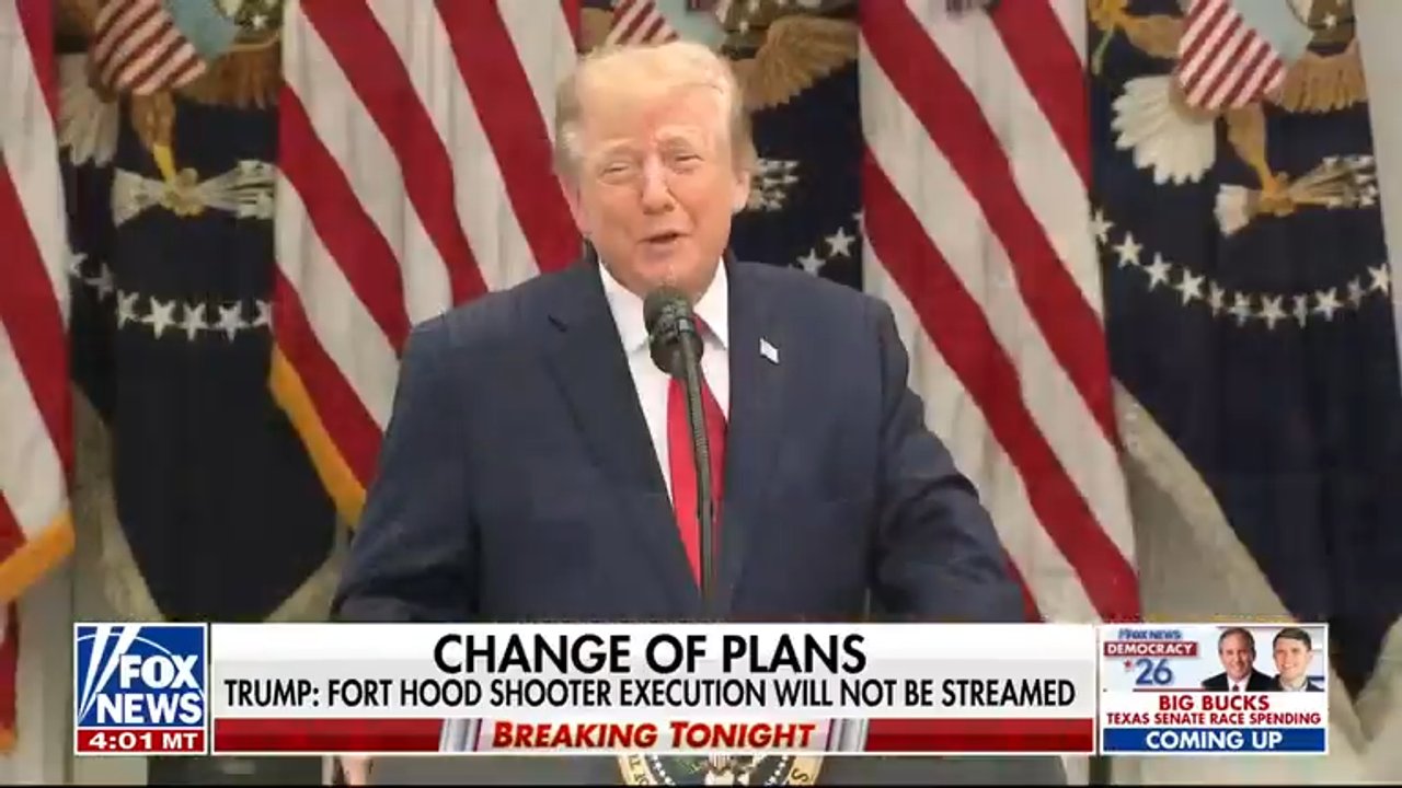 Trump says execution of Fort Hood terrorist won't be livestreamed
